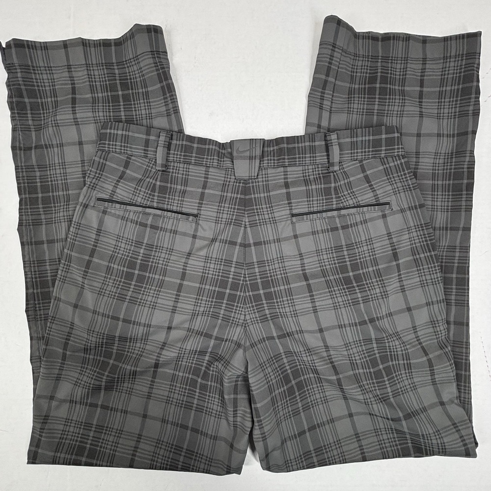 Nike Golf Victory Pants Mens 32x30 Dri Fit Performance Tartan Gray/Black EUC